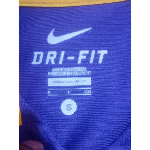 Nike Polo Shirt Mens Small Purple Dri-Fit LSU Tigers NCAA Jersey Athletic Active - Picture 7 of 11